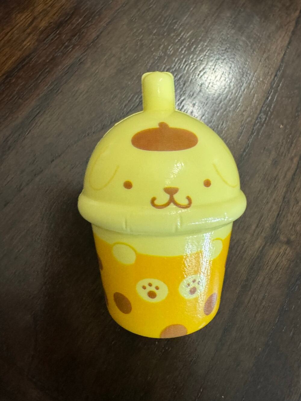 Sanrio Pompompurin bobba tea cup squishy stress reliever